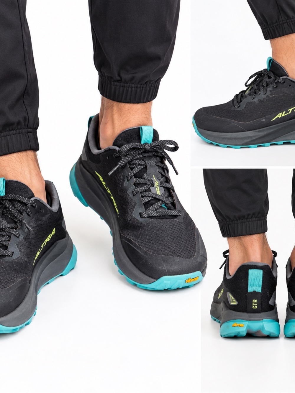 Altra Black Trail Running Shoes with Teal and Lime Accents size 9